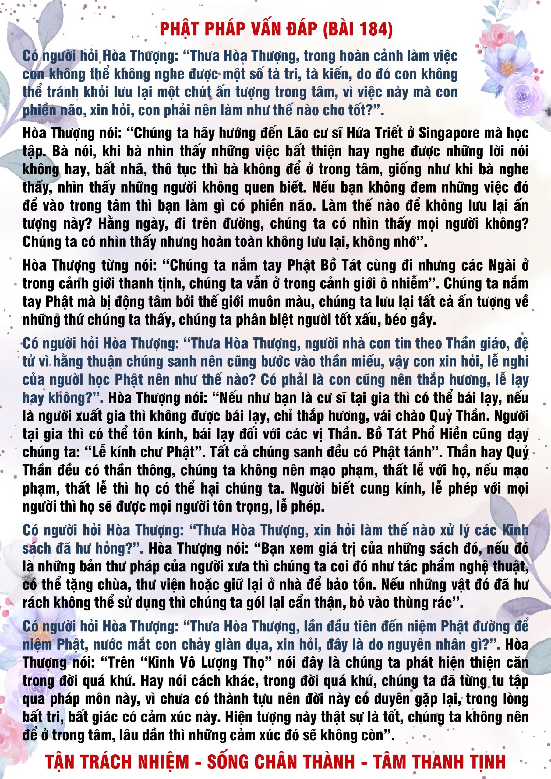 184 · Phật Pháp Vấn Đáp - 184
